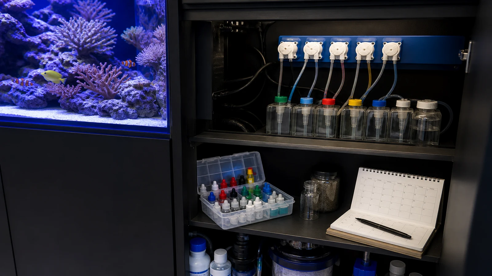 UK reef aquarium context for search: scheduled dosing pump without daily measuring UK